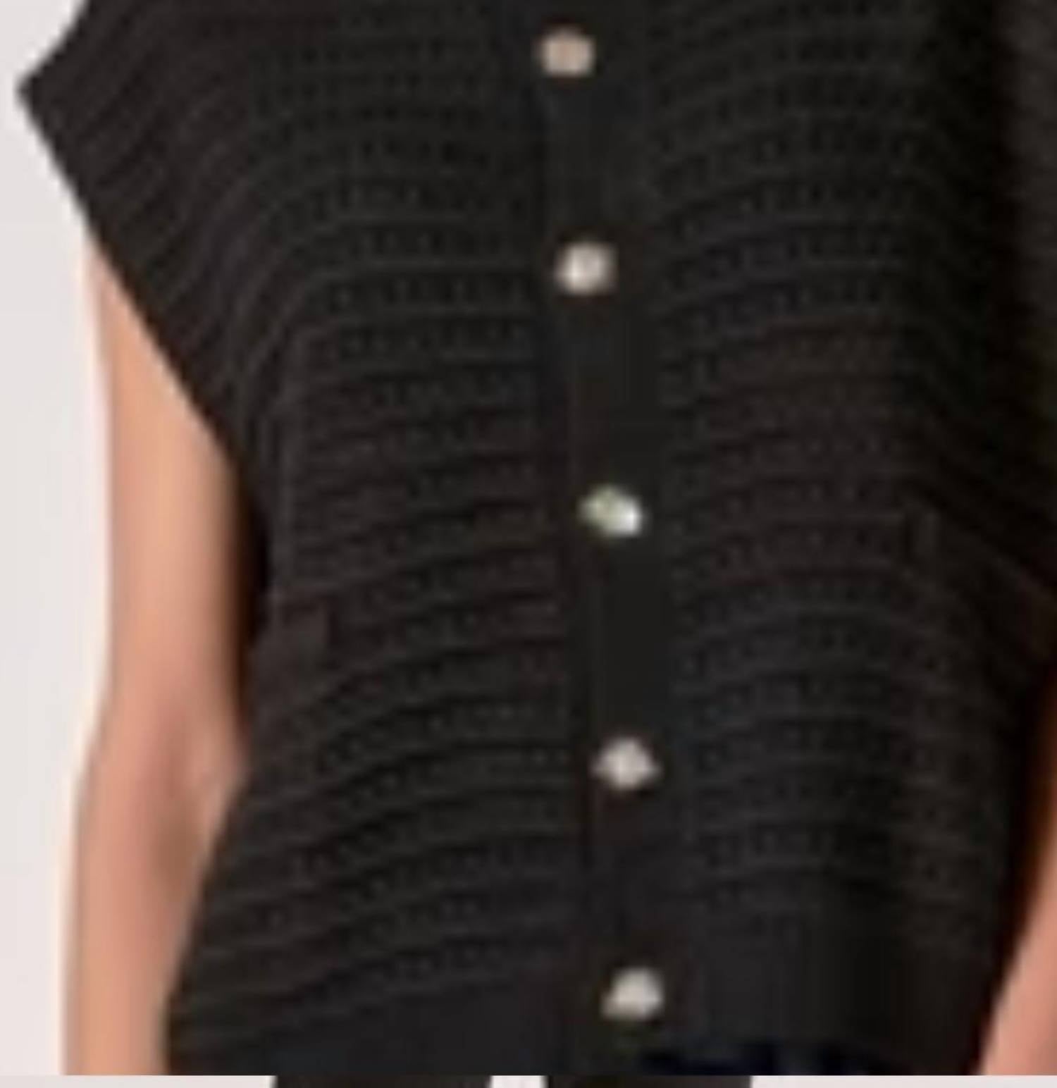 ELAN Knitted Sleeveless Vest in black - women's sweater - detail view