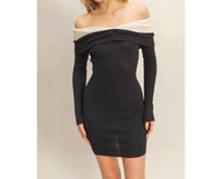 HYFVE Off-the-shoulder Sweater Dress in black - women's dress