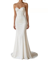 Lulus - Women's Strapless Corset Mermaid Wedding Dress