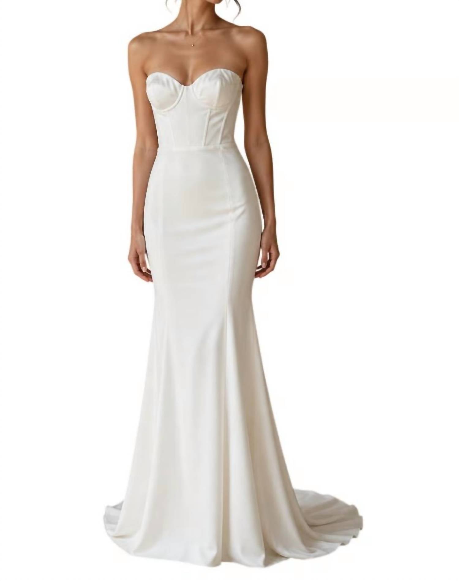 Lulus - Women's Strapless Corset Mermaid Wedding Dress