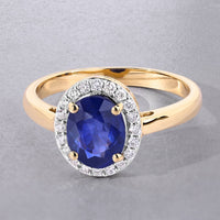 Diana M Jewels - Women's Oval Natural Sapphire Fashion Ring (2.10 Ct) - Classic Plus
