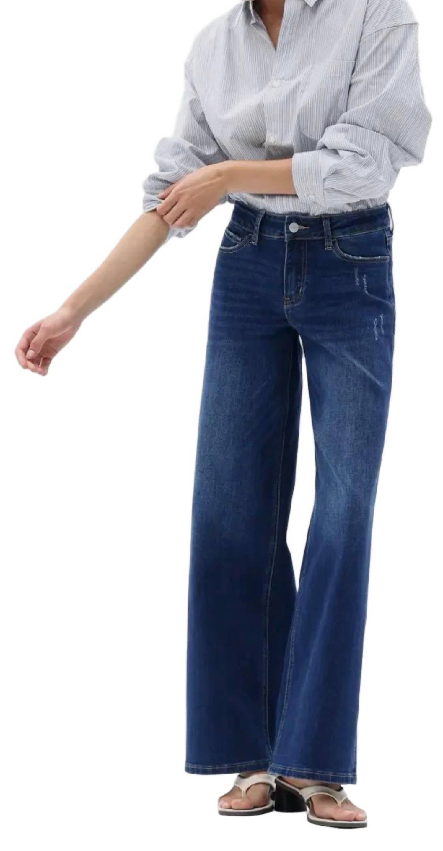 Oneso - Relaxed Distressed Wide Leg Jeans