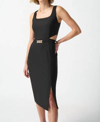 Joseph Ribkoff - Waist Cutout Square Neck Sleeveless Sheath Dress