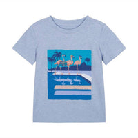 Andy & Evan Kids Party Flamingo Graphic Tee & Short Set in blue - item - detail view