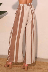 Kld. Signature - Stripe Short Sleeve Top And Wide Leg Pants Set