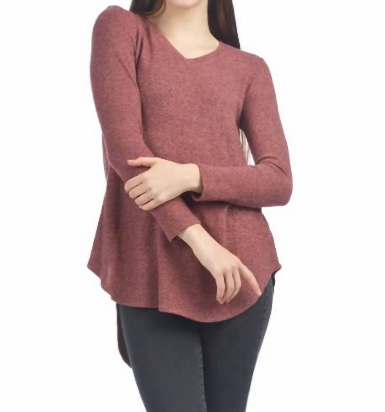 Papillon - Brushed Tiger Jersey V Neck High Low Tunic