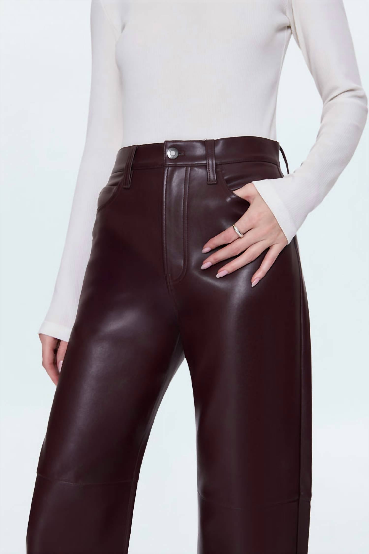 PISTOLA Jett High Rise Bowed Straight Pant in cabernet 2 - women's pants - alternate view