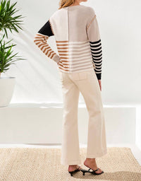 Tribal - Multi Stripe Boat Neck Sweater