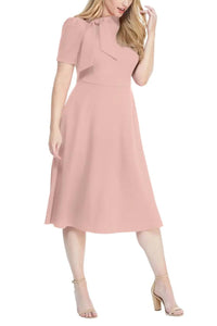 Maggy London - Fit And Flare Tie Neck Dress