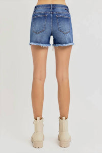 Risen - Rachel Distressed Mid Rise Jean Shorts