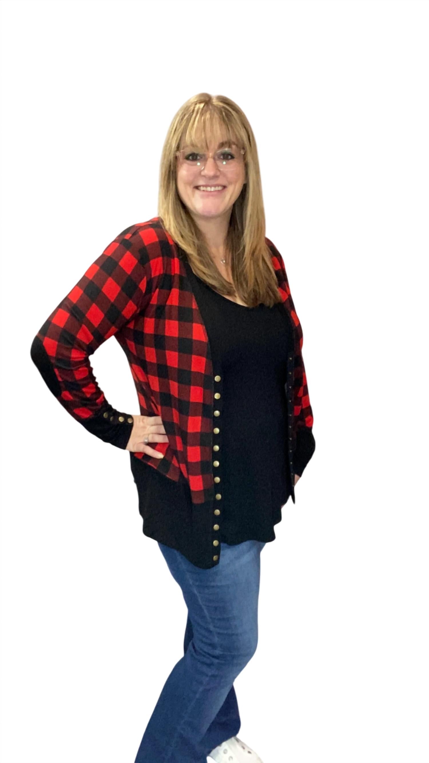Flowerdaze - Buffalo Plaid Snap Cardigan