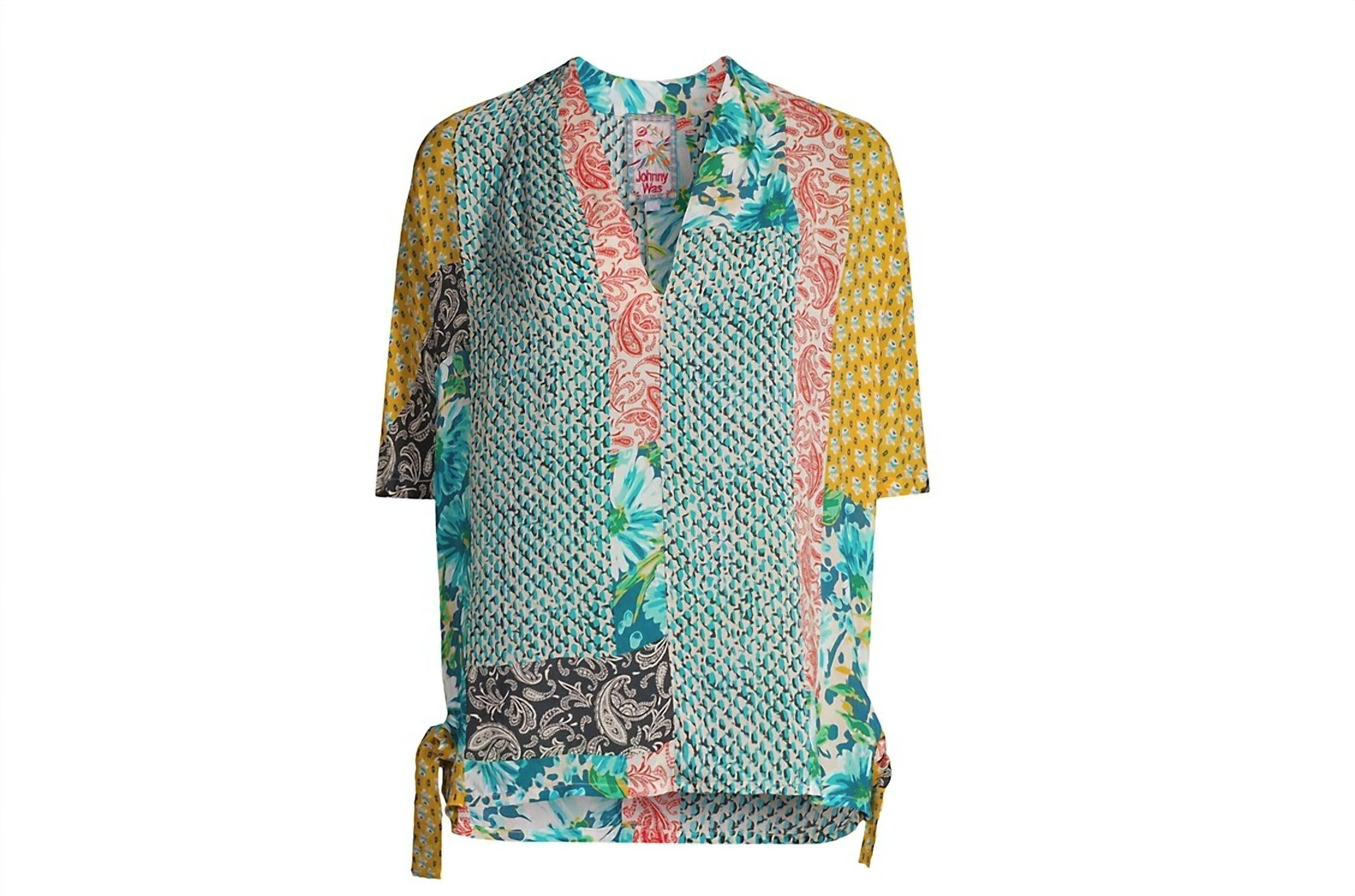 Johnny Was - Women Ravenne Paisley V-Neck Tie Sides Pull On Top Blouse