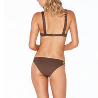 L*SPACE Solid Kennedy Full Bikini Bottom in chocolate - women's swimwear - detail view