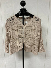 Origami Women's Crochet Cardigan in taupe - women's cardigan