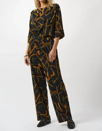 Joseph Ribkoff - Geometric Print Wide Leg Pants