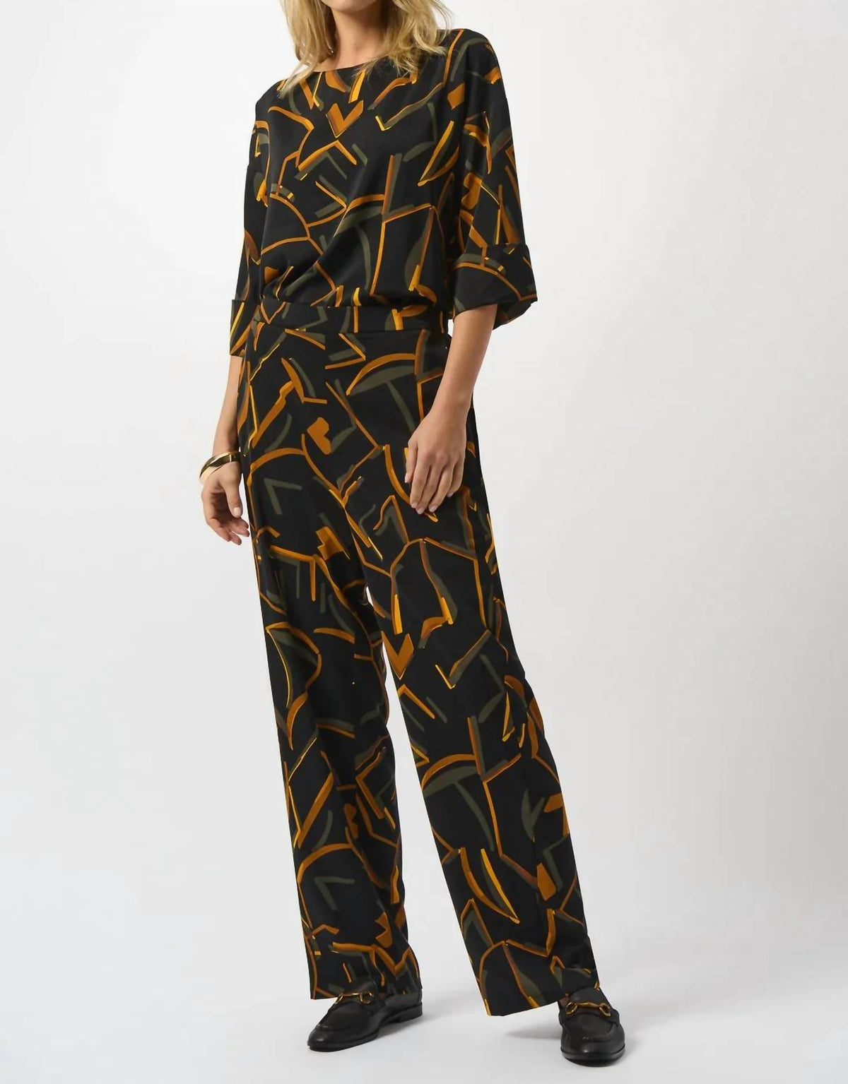 Joseph Ribkoff - Geometric Print Wide Leg Pants