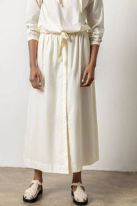 Lilla P - Poplin Button Front Midi Skirt