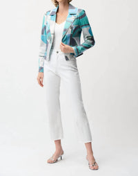 Joseph Ribkoff - Geometric Faux Suede Moto Jacket