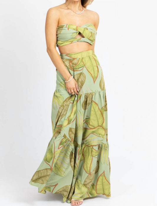 PALM TIERED MAXI SKIRT SET