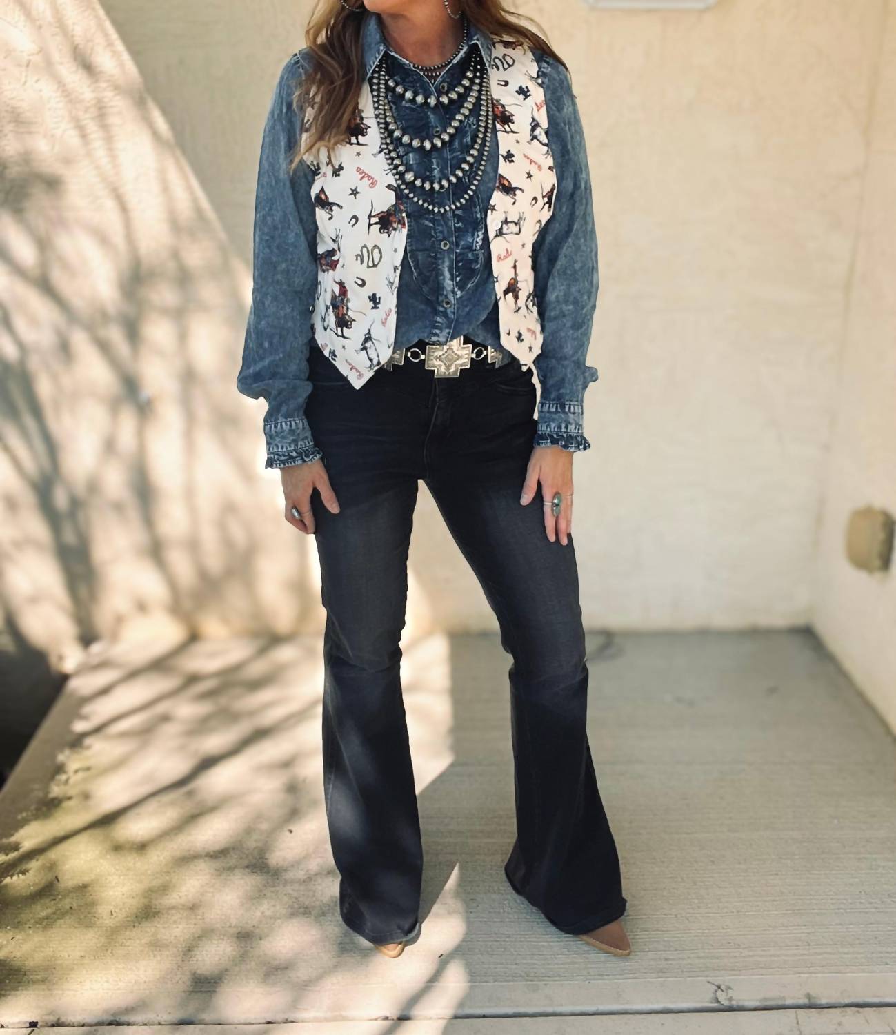 Doe and Rae The Dusty Denim Top in blue - women's blouse - view 6