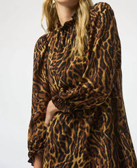 Joseph Ribkoff - Animal Print Georgette Puff Sleeve Trapeze Dress