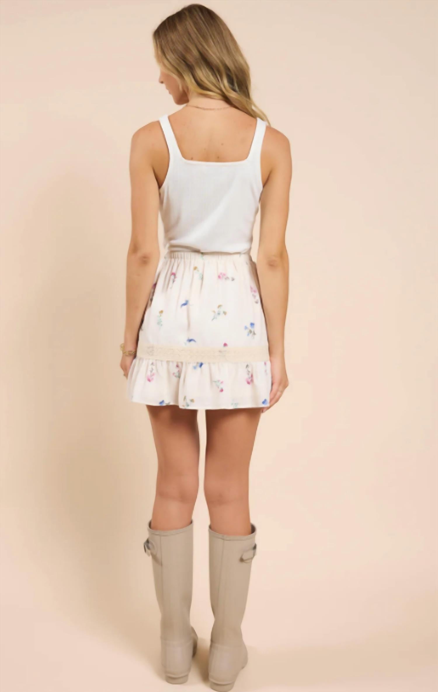 Sadie & Sage - Abundance Mini Skirt With Lace Detail