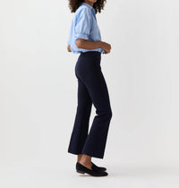 Ann Mashburn Lara Knit Flare Cropped Pant in navy supima cotton - women's pants - alternate view