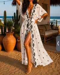 Surelymine - Monet Embroidered Floral Maxi Kimono