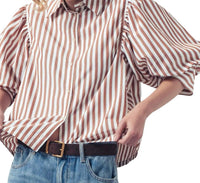 Urban Daizy - Puffed Sleeve Stripe Blouse