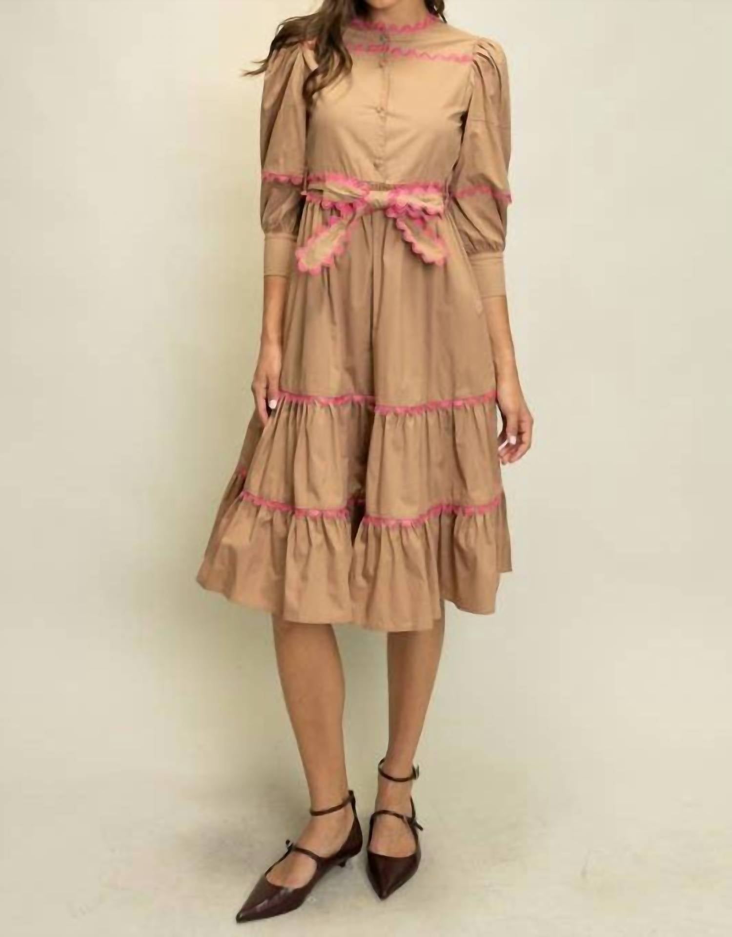 Heyson - Scallop Trim Tiered Midi Dress