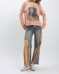 Blue Velvet - Women's Sitting Bull Print Long Sleeve Pullover