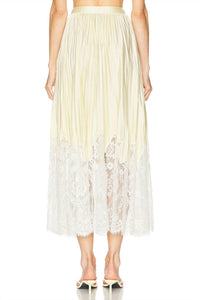 Self-Portrait - Satin Lace Midi Skirt
