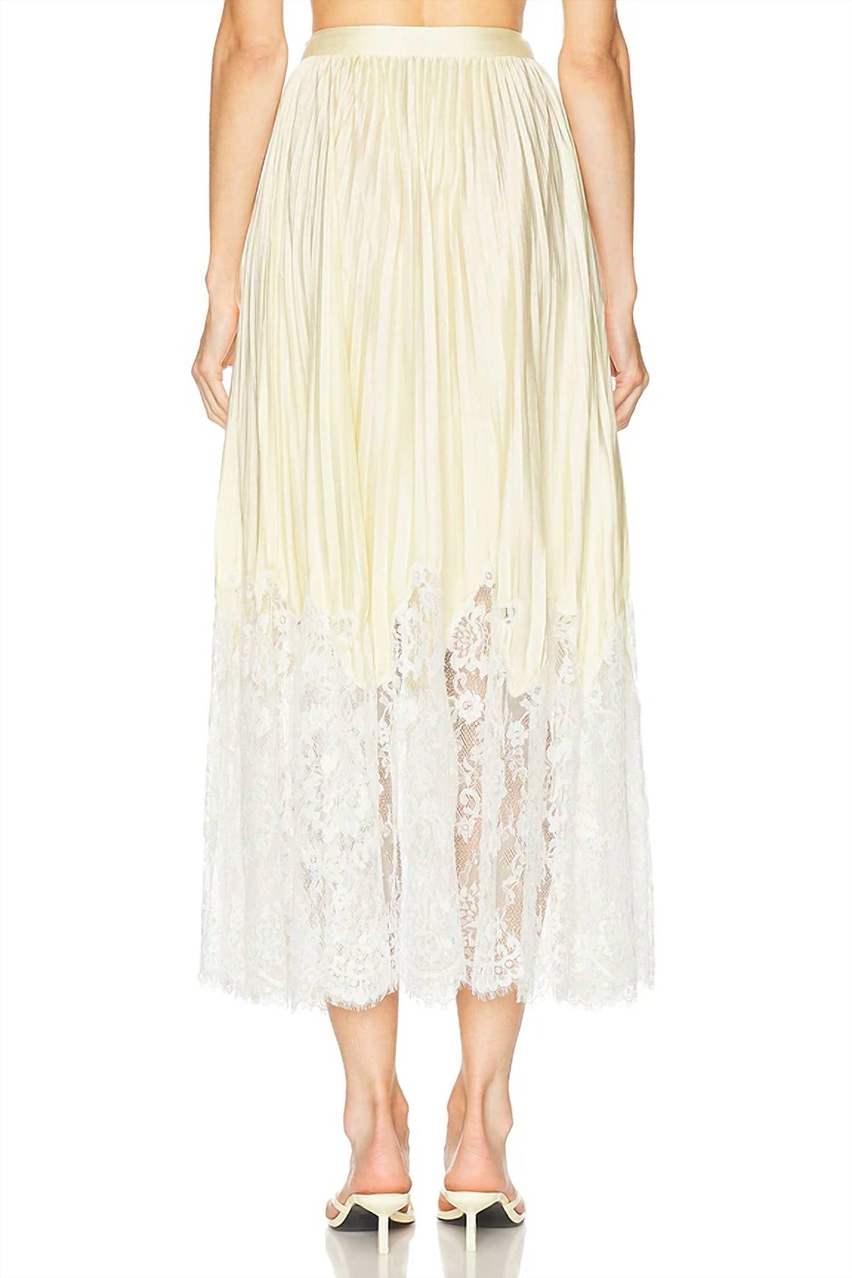 Self-Portrait - Satin Lace Midi Skirt