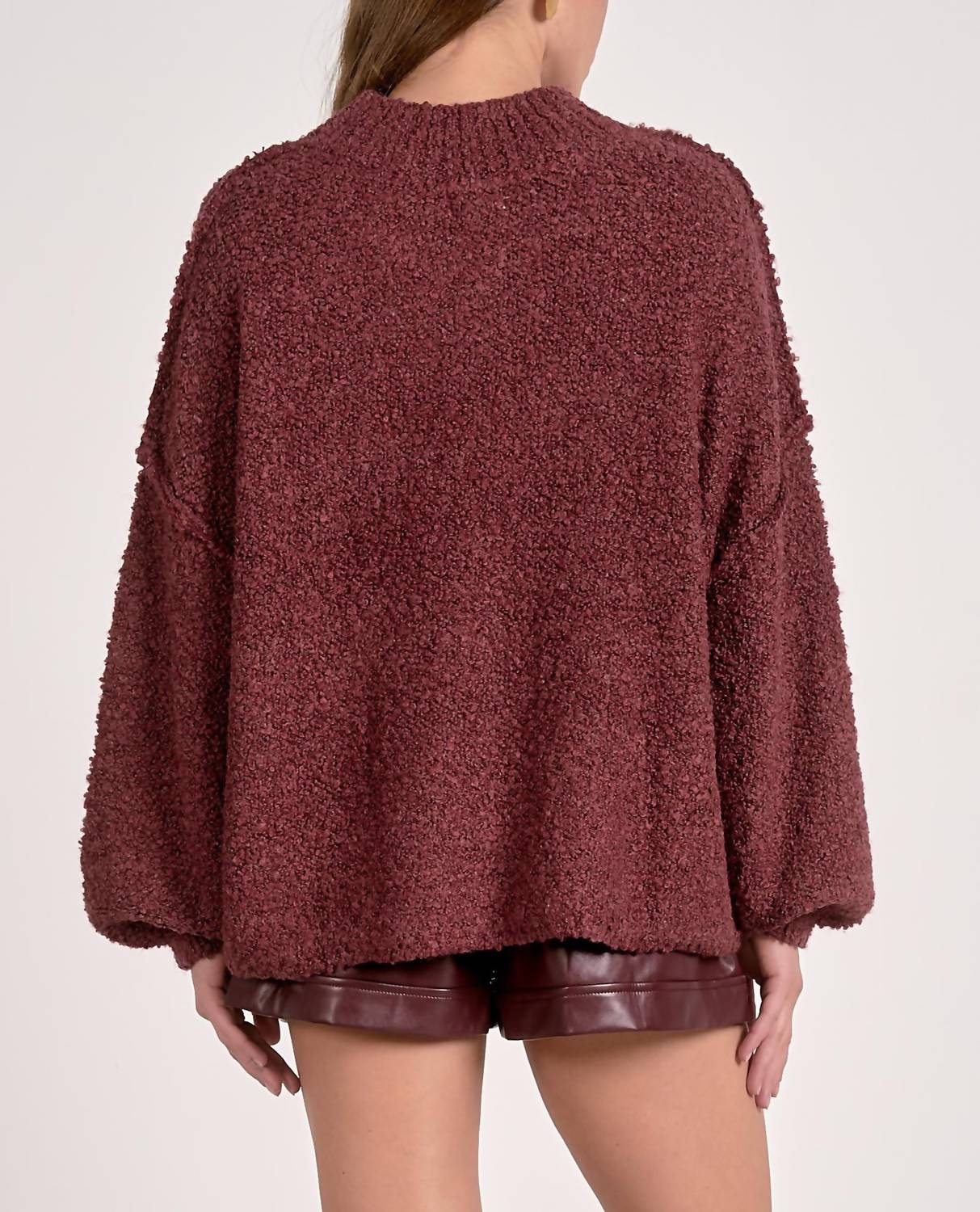 ELAN Women's Swing Sweater in red - women's sweater - detail view