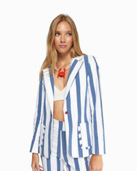 Vilagallo - Striped Jacket With Ruffled Pockets