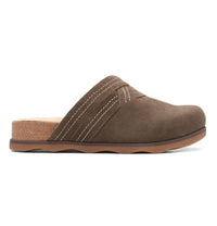 Clarks Women's Brynn Glide Clog in dark olive suede - women's shoe