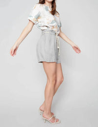 CHARLIE B Linen Short With Rope Tie in basil - women's shorts - alternate view