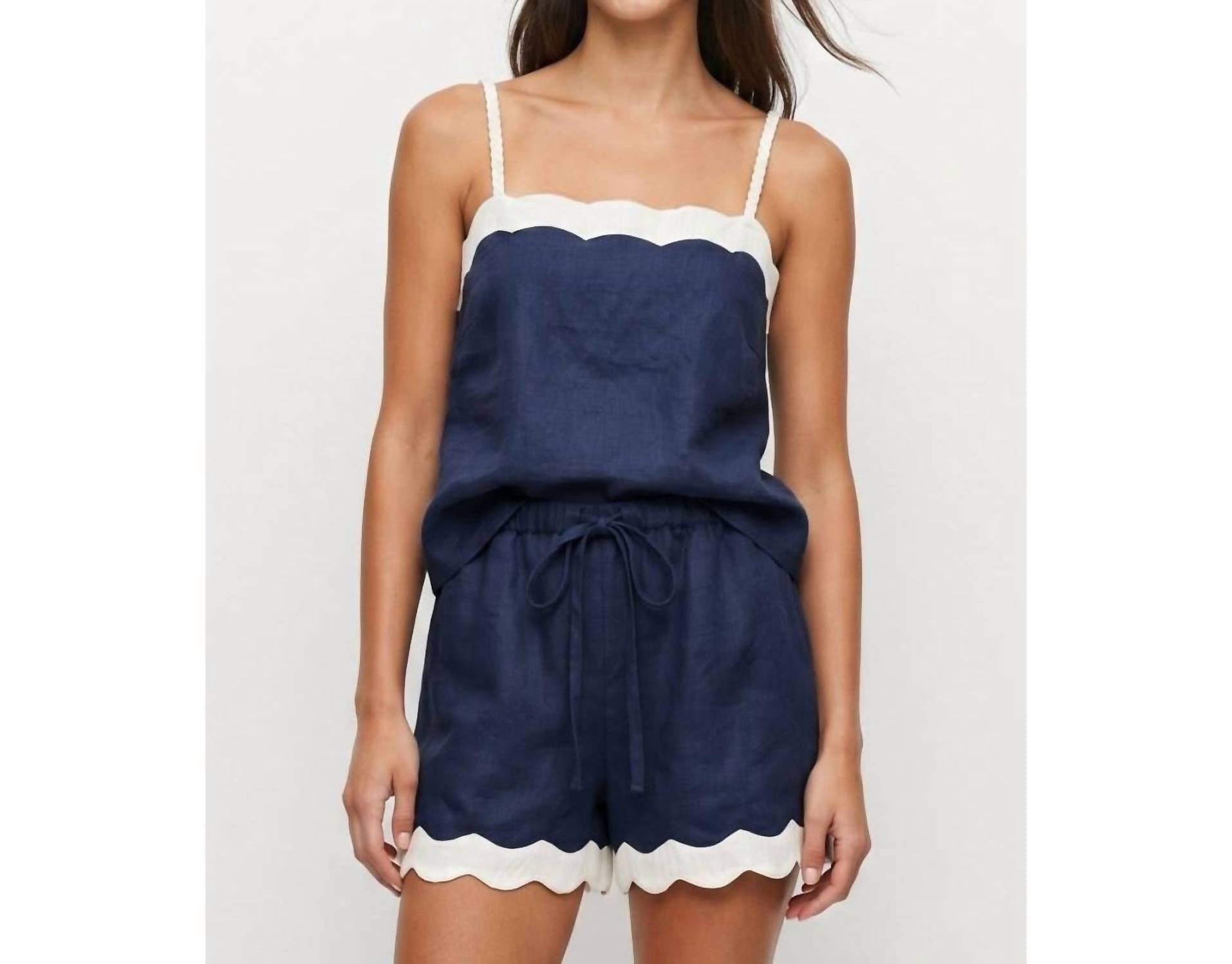 Naked Zebra - Scallop Trim Linen Tank Top
