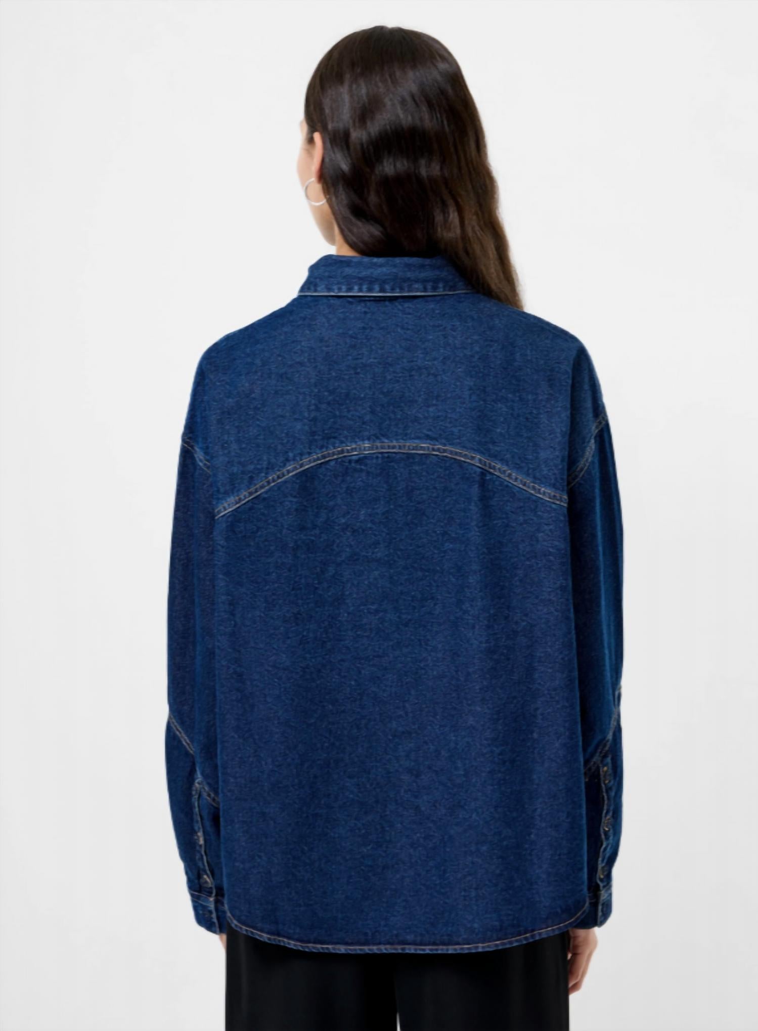FRENCH CONNECTION Archie Cropped Shirt in denim - women's shirt - alternate view