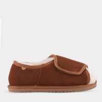 Lamo Women's Classic Apma Open Toe Wrap Flat - Wide in chestnut - women's flats