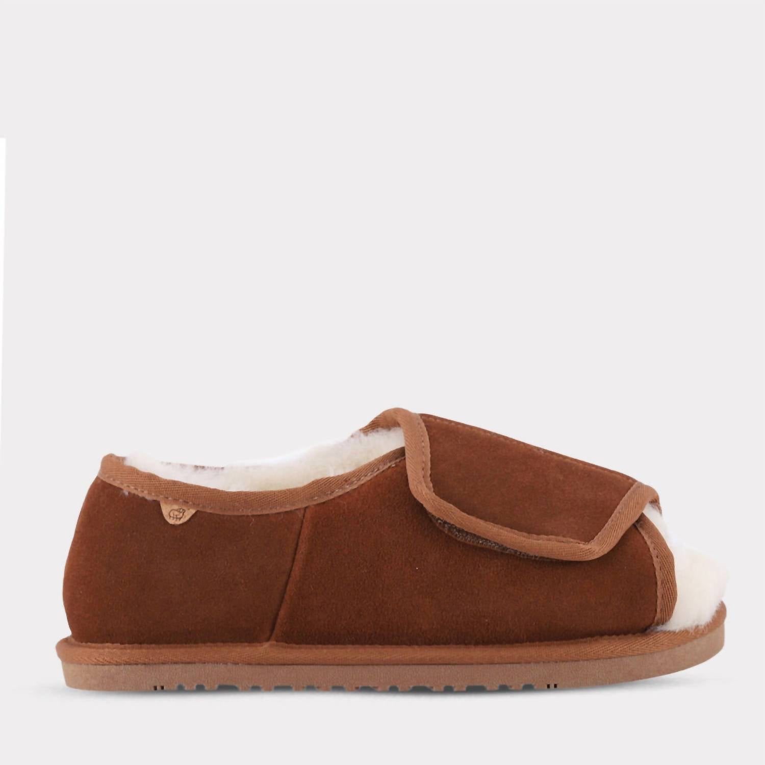 Lamo Women's Classic Apma Open Toe Wrap Flat - Wide in chestnut - women's flats