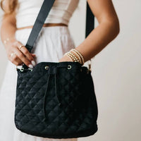 Pretty Simple - Women's Quilted Drawstring Bucket Crossbody Bag