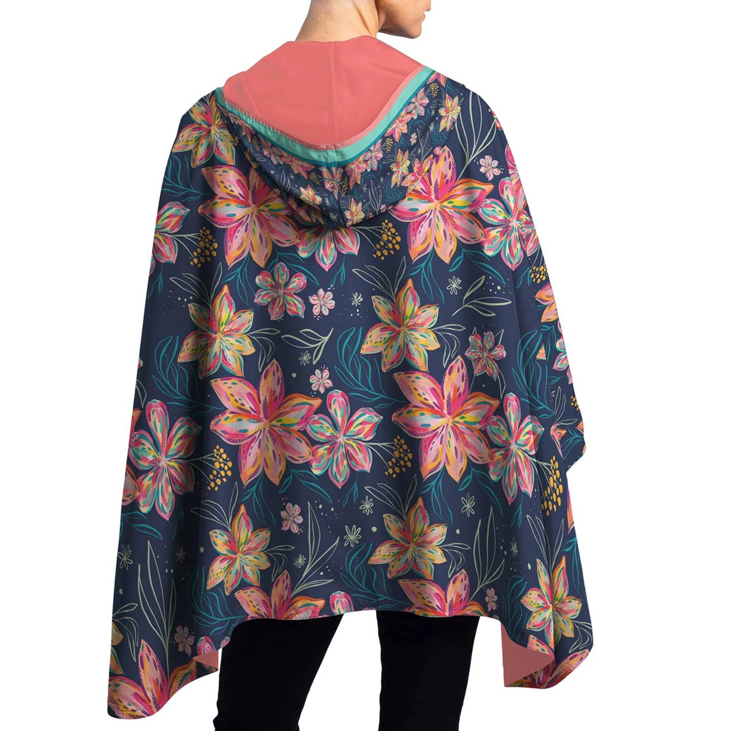 Raincaper - Ettavee Bold Flowers Floral Poncho
