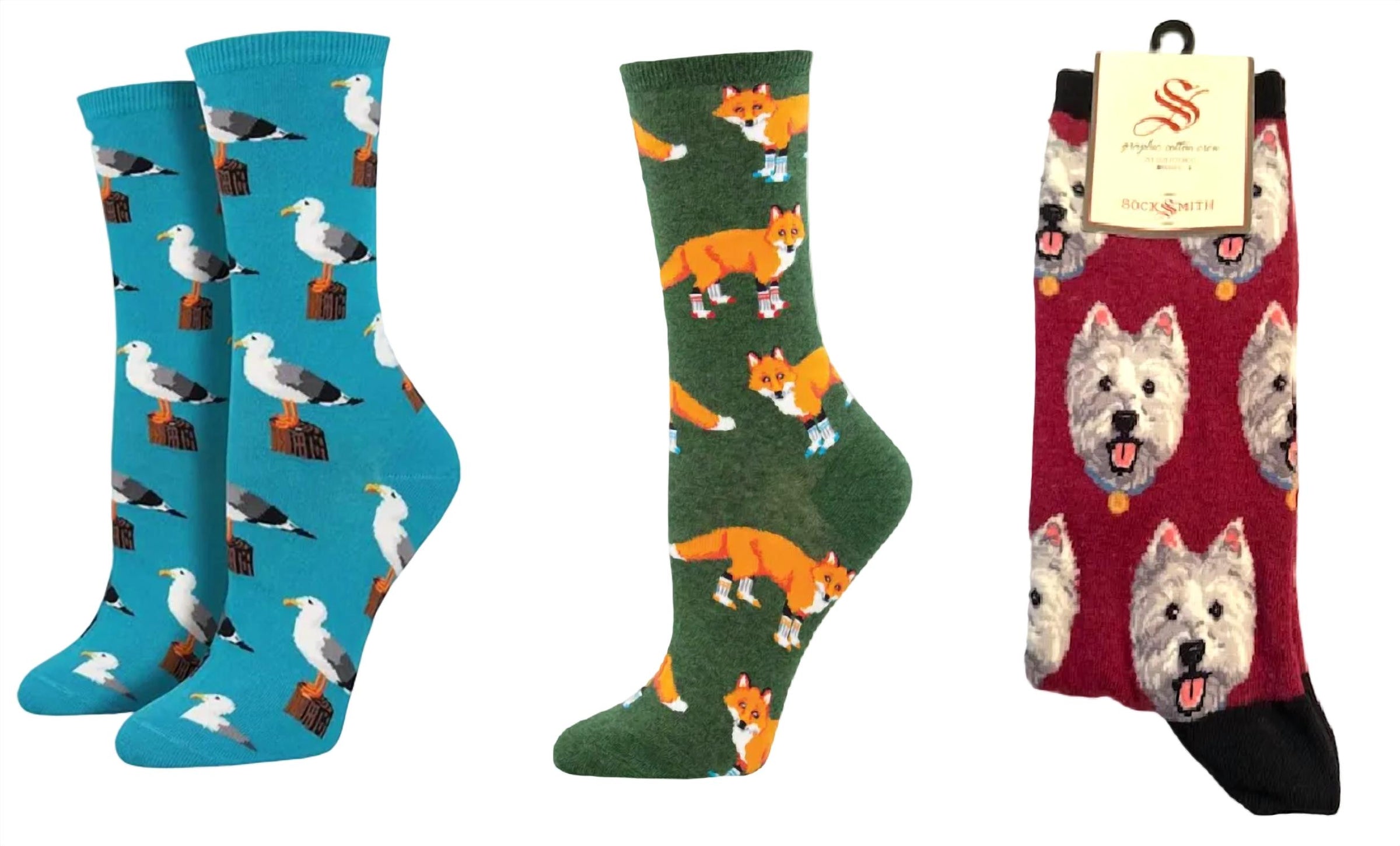 SOCKSMITH Women's Gull-able & Socksy Foxes & Westies Socks - Set Of 3 Pair in multi - women's accessory