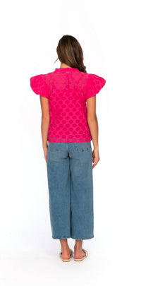 Tolani - Eyelet Short Sleeve Top