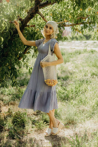 Mikarose Ruffle Hem Midi Dress in lavender - women's dress - alternate view