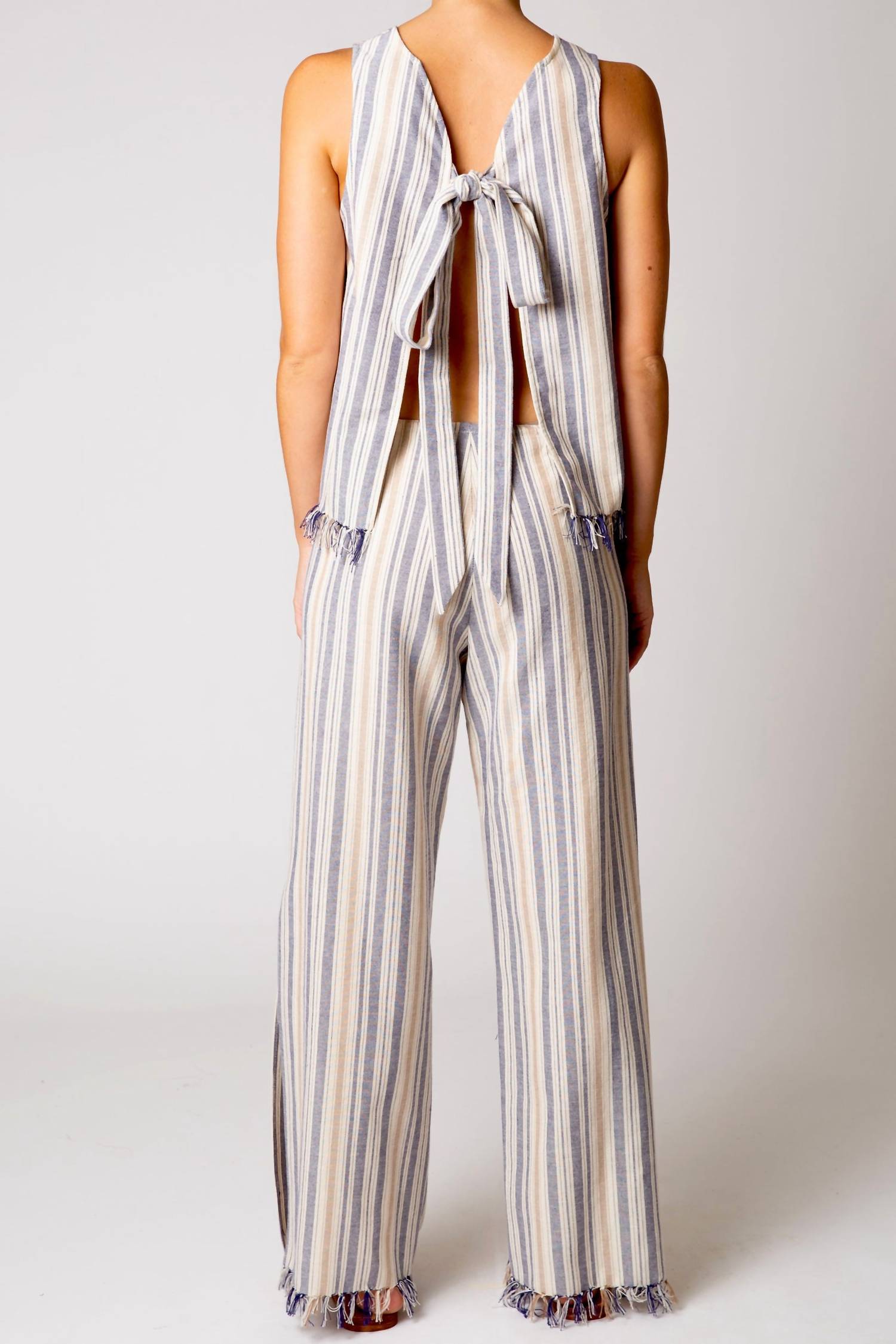 Miguelina - Micha Striped Fringe Top