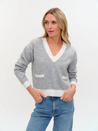 Six/Fifty - Libby V-neck Colorblock Sweater