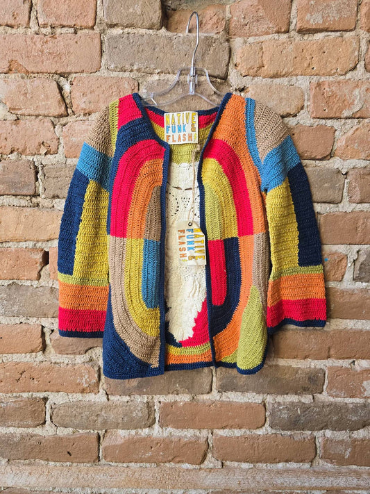 Native Funk & Flash - Girl's Owl Inset Crochet Sweater