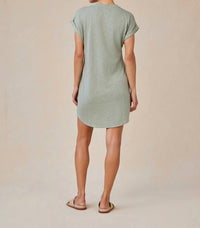 Bella Dahl Roll Sleeve T-shirt Dress in olive - women's dress - detail view